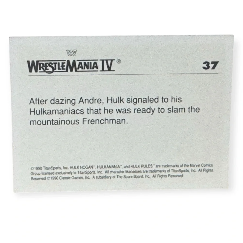 Topps 1990 WWF Hulk Hogan & Andre Giant Signal WrestleMania‎ Trading Card